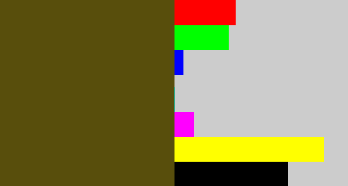 Hex color #584e0c - green brown