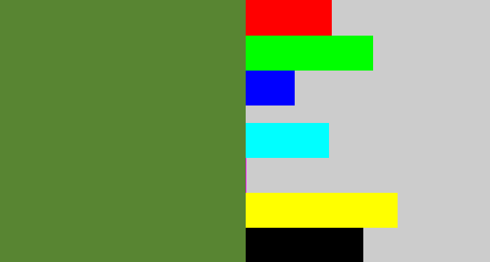 Hex color #588532 - moss green