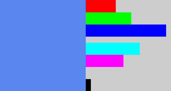 Hex color #5886ef - soft blue
