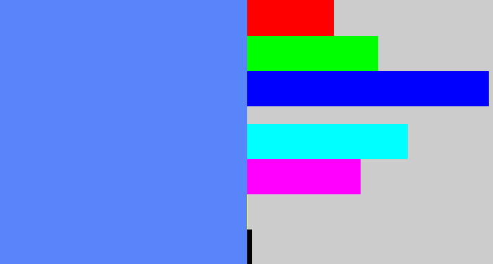 Hex color #5886fa - soft blue