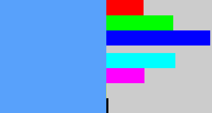 Hex color #58a1fb - soft blue