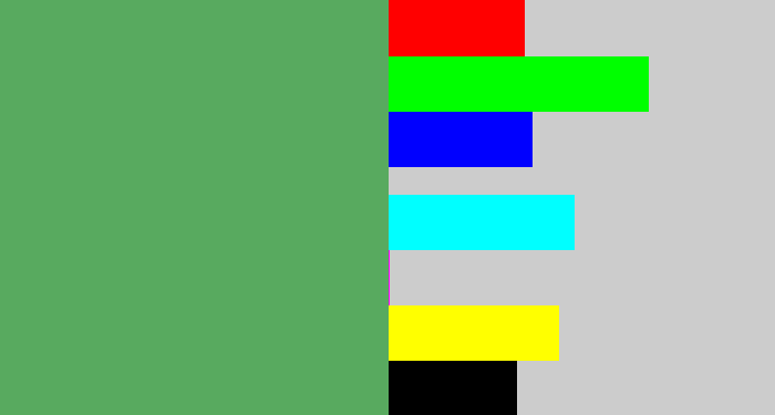 Hex color #58aa5f - dark pastel green