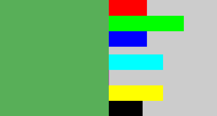 Hex color #58af58 - dark pastel green