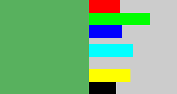 Hex color #58b15e - dark pastel green