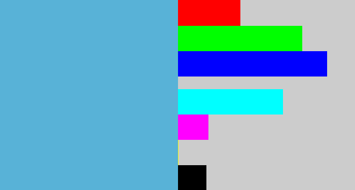 Hex color #58b2d7 - dark sky blue