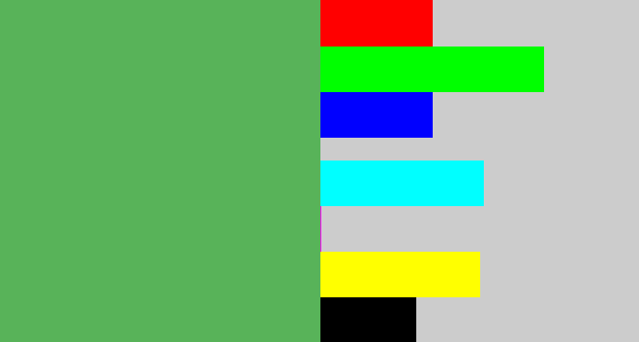 Hex color #58b359 - dark pastel green