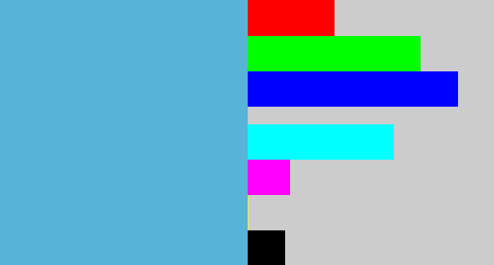 Hex color #58b3d8 - dark sky blue