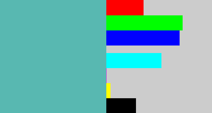Hex color #58b8b1 - greeny blue