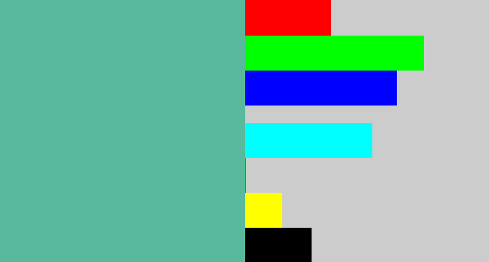 Hex color #58b99d - greeny blue