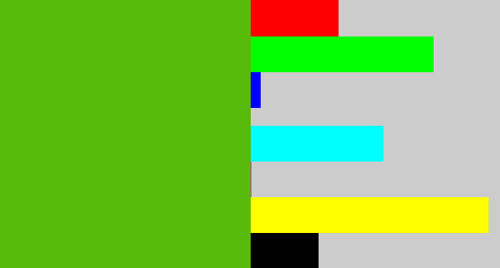 Hex color #58ba0a - frog green