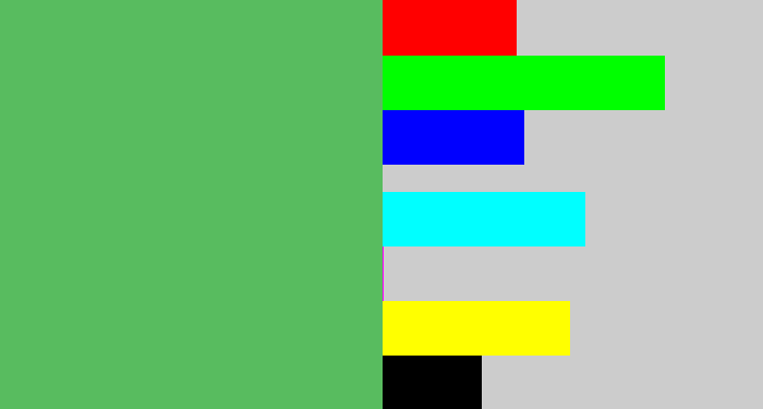 Hex color #58bc5f - boring green