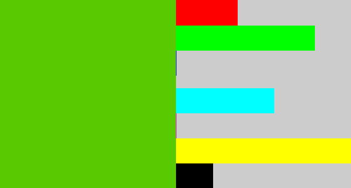 Hex color #58ca01 - frog green