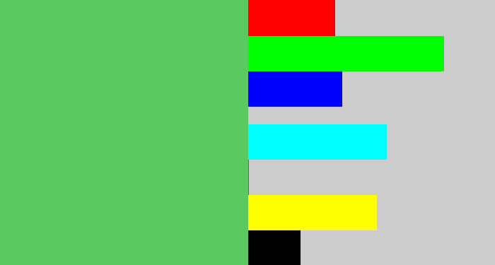 Hex color #58ca60 - lightish green