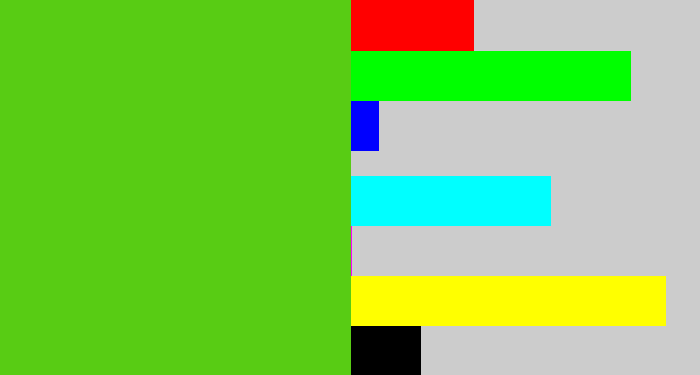 Hex color #58cc14 - frog green