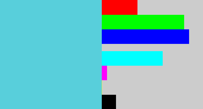 Hex color #58cfdb - lightblue