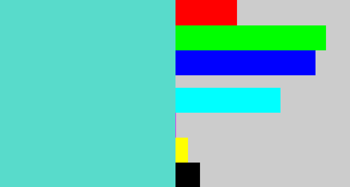 Hex color #58dbcb - light greenish blue