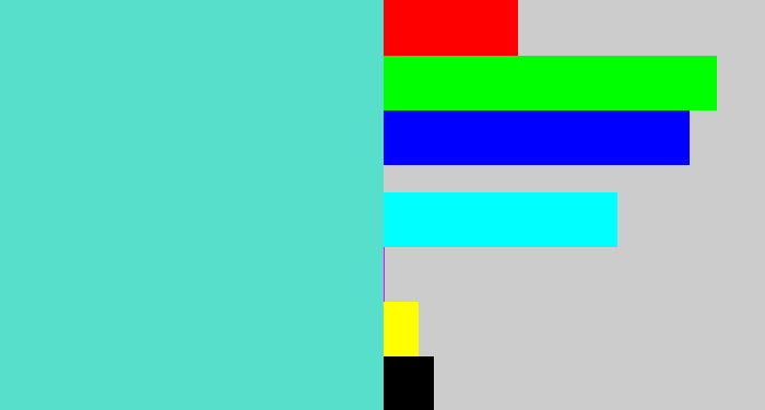 Hex color #58dfcb - light greenish blue