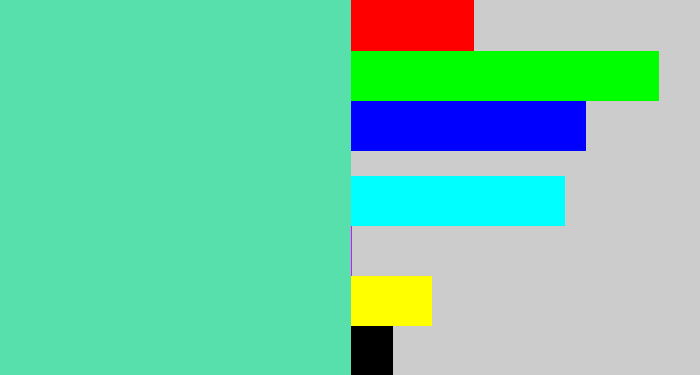 Hex color #58e0ac - light greenish blue