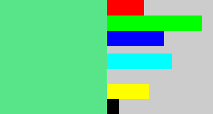 Hex color #58e489 - weird green