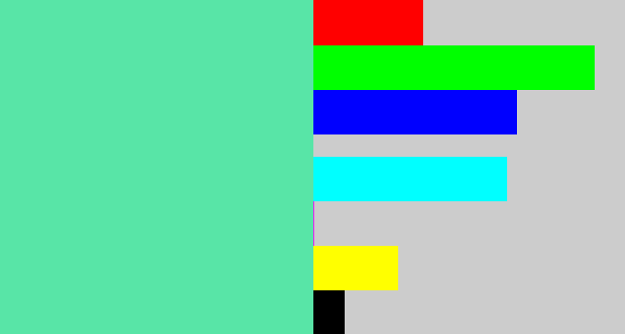 Hex color #58e5a7 - light green blue