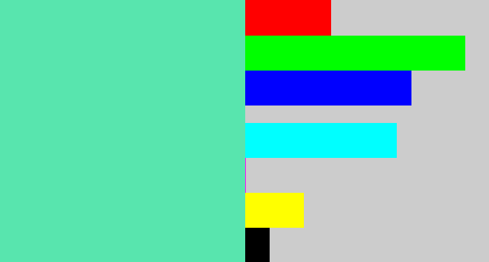 Hex color #58e5ae - light greenish blue