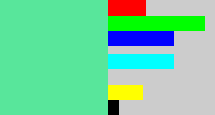 Hex color #58e69b - light green blue