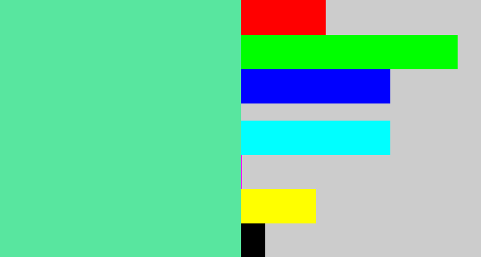 Hex color #58e69f - light green blue