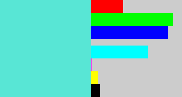 Hex color #58e6d5 - tiffany blue