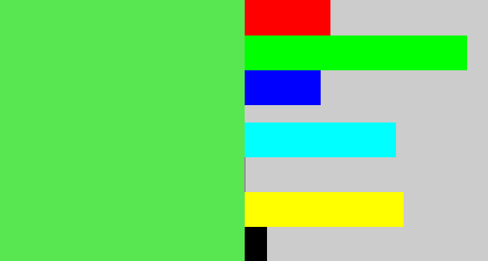Hex color #58e750 - lightish green