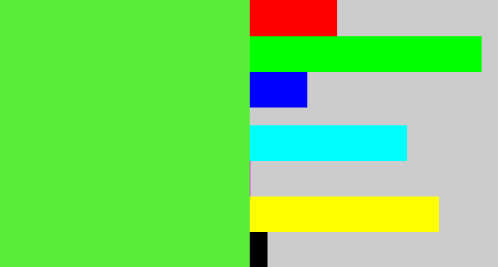 Hex color #58ed3a - toxic green