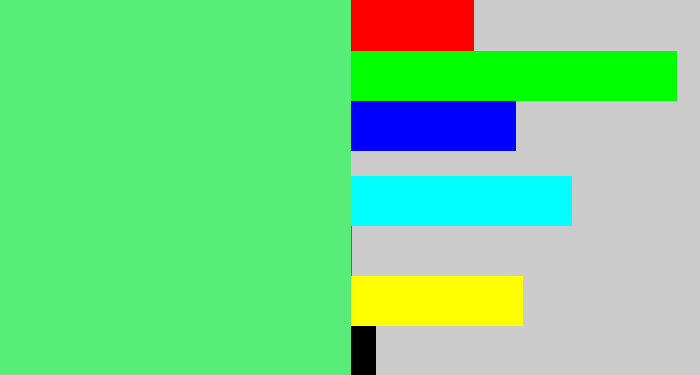 Hex color #58ed78 - lightish green