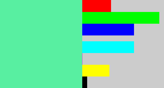 Hex color #58efa1 - light green blue