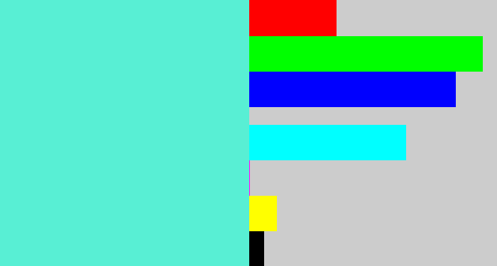 Hex color #58efd4 - light greenish blue