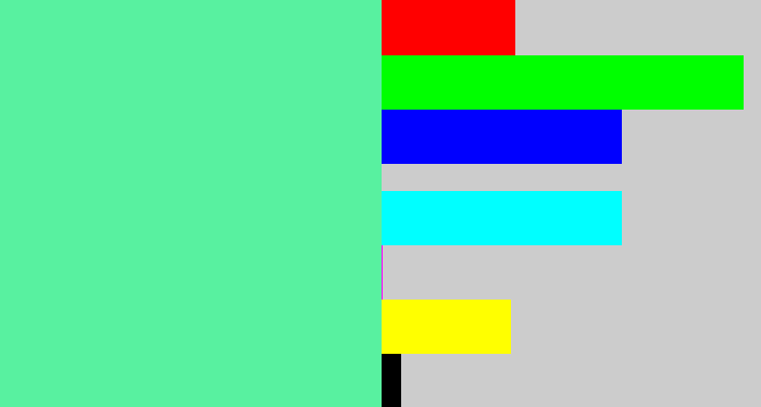 Hex color #58f1a0 - light green blue