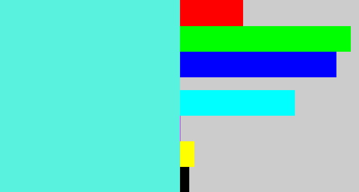 Hex color #58f2de - tiffany blue