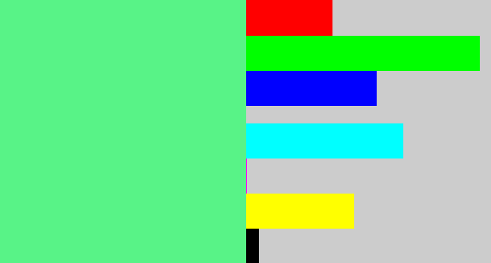 Hex color #58f387 - sea green