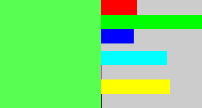 Hex color #58ff52 - light neon green