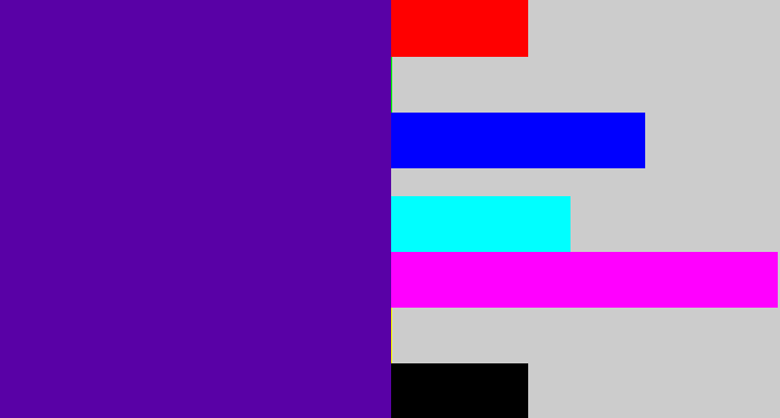 Hex color #5901a6 - violet blue