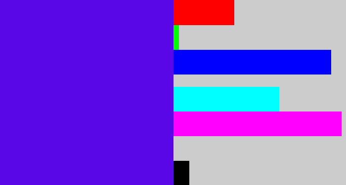 Hex color #5907e7 - blue violet