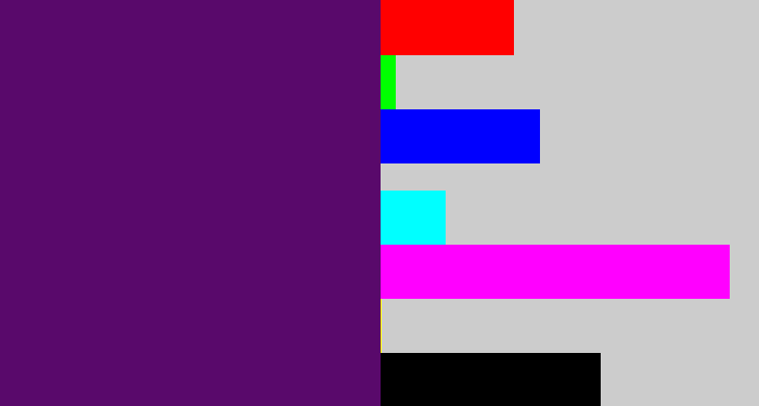 Hex color #59096b - royal purple