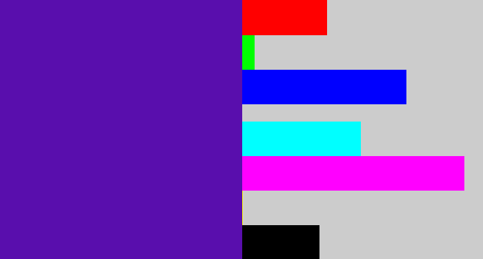 Hex color #590ead - violet blue