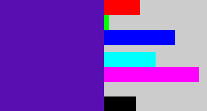 Hex color #590eb1 - violet blue