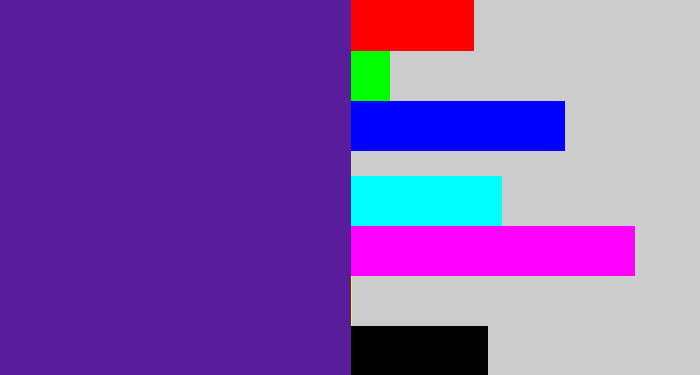Hex color #591d9c - purple