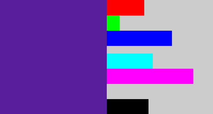 Hex color #591e9c - purple
