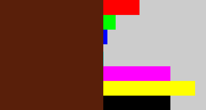 Hex color #591f0a - reddy brown