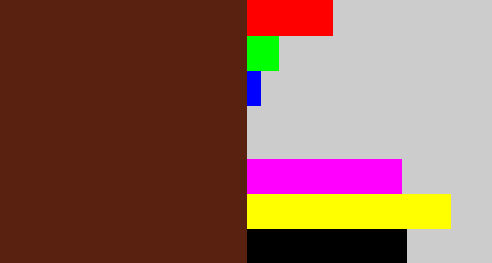 Hex color #59210f - reddy brown