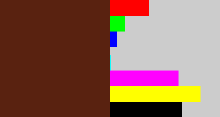 Hex color #592210 - brown
