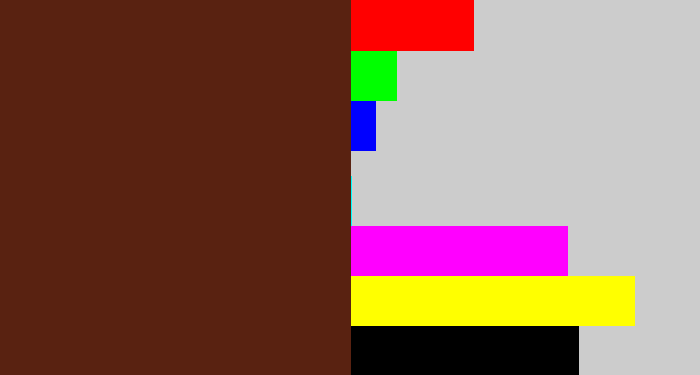 Hex color #592211 - brown