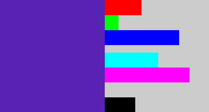Hex color #5922b4 - blue purple