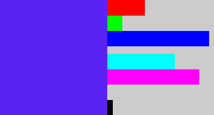 Hex color #5923f3 - purplish blue